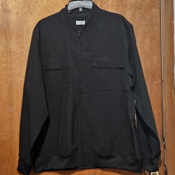 Hurley men's black windbreaker jacket with full zip closure Size L - Picture 3 of 16